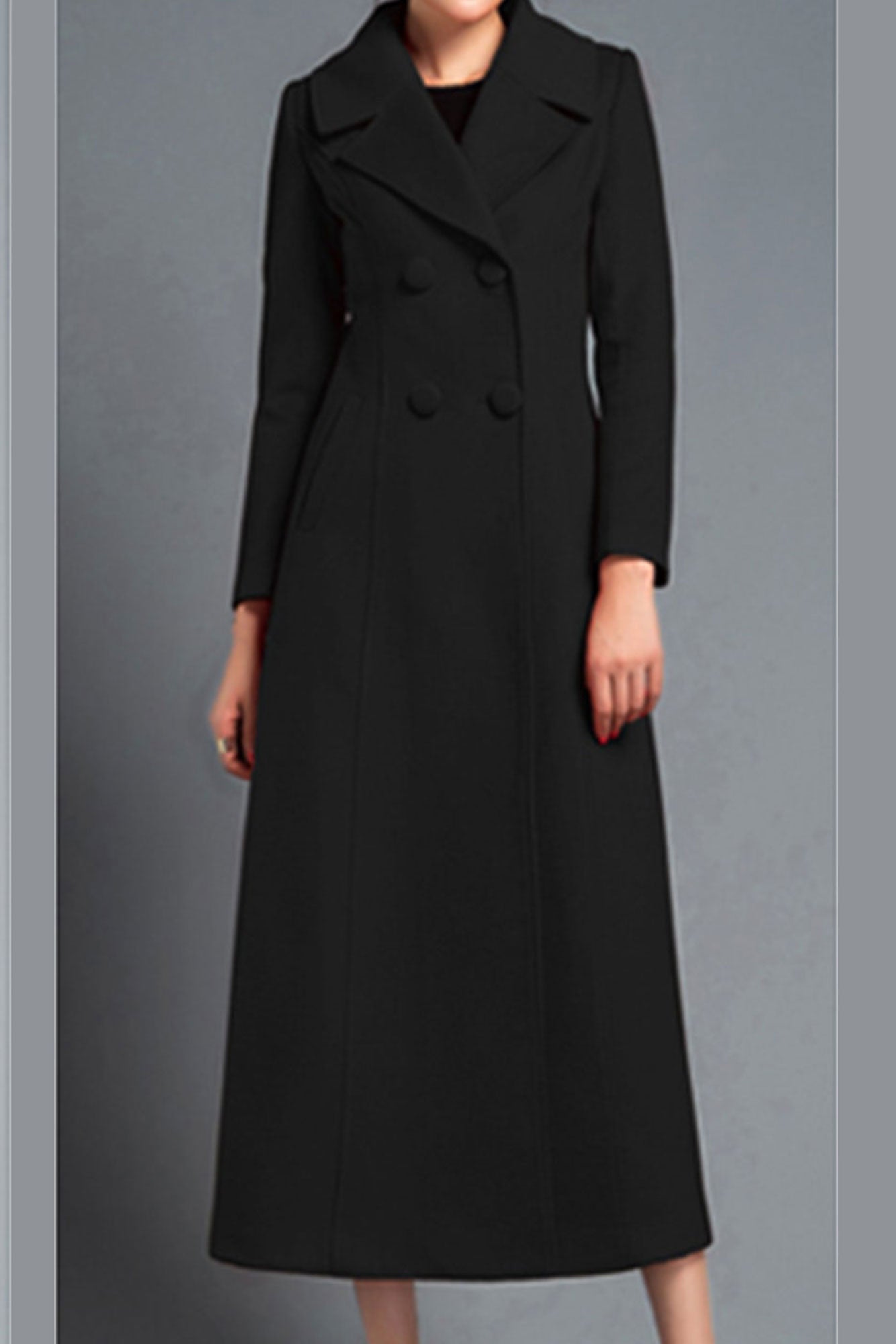 Handmade Red Wool Coat – Vintage Double Breasted Long Winter Overcoat | Xiaolizi 3145