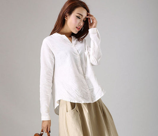 White linen shirt for women 779