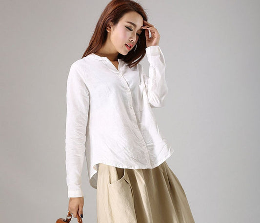 White linen shirt for women 779