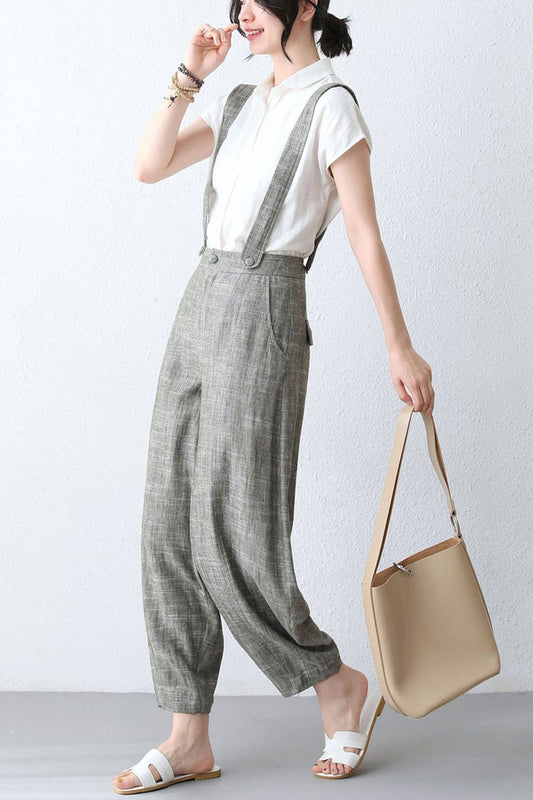 Handvmade Lightweight Linen Blouse with Cap Sleeves 2890