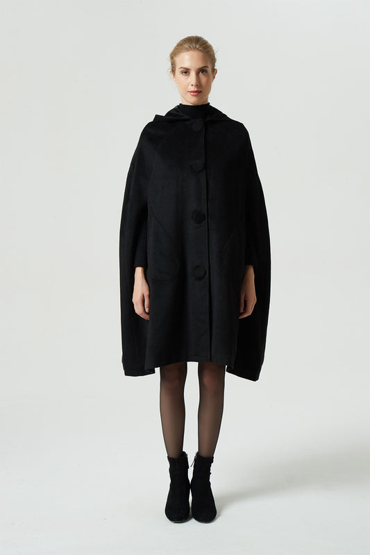 Wool Cape Coat – Vintage Hooded Cloak for Autumn & Winter 1952