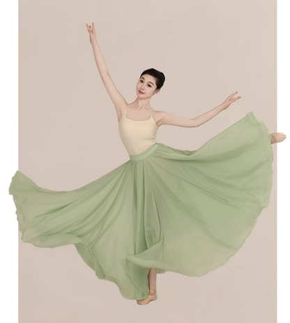 Long prom swing chiffon skirt women 6184-green