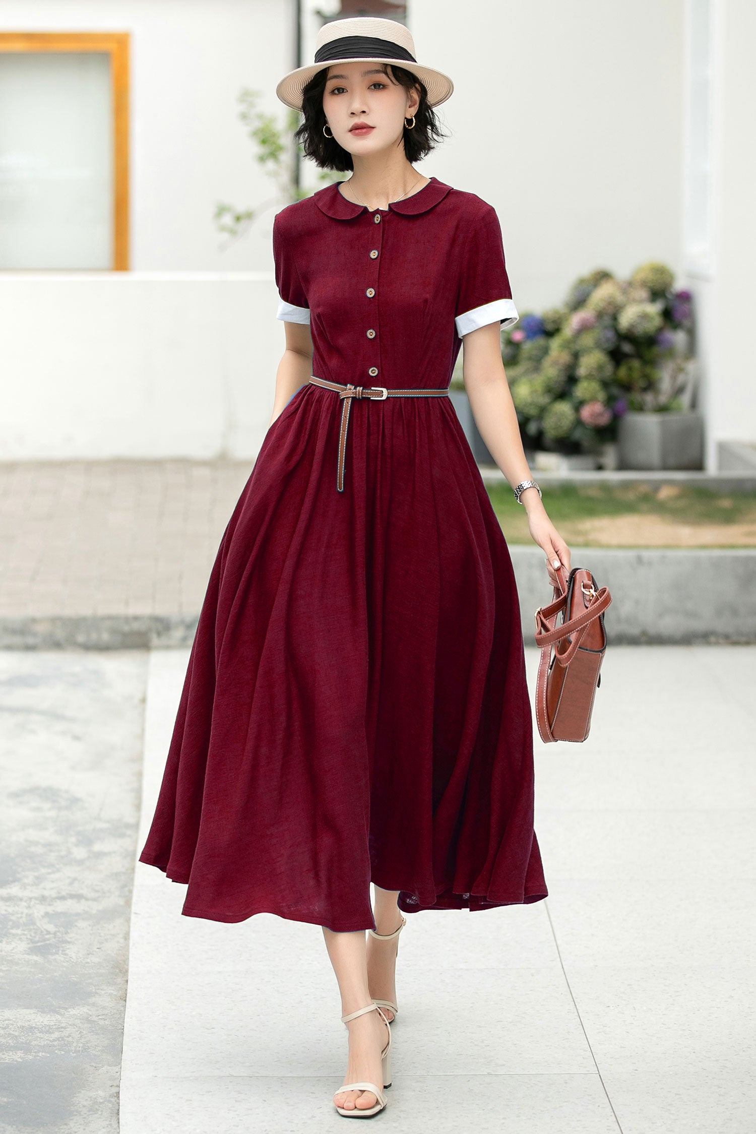 Linen Cotton Midi Shirt Dress