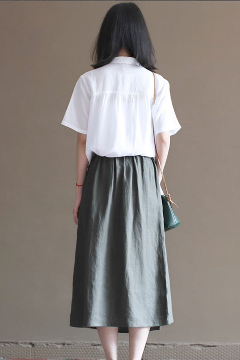 irregular a line skirt with elastic waist 4360