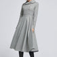 Vintage inspired long sleeve wool dress 2267#