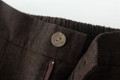 Brown Wool Wide Leg Pants - Soft Lined Winter Essential 5318
