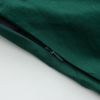 Green Linen Maxi Skirt - A-Line Flowy Silhouette with Pockets 4929