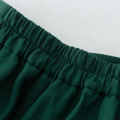 Green Linen Maxi Skirt - A-Line Flowy Silhouette with Pockets 4929