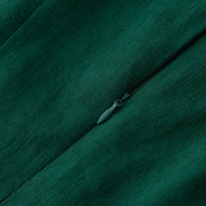 Handmade Spring Green Linen Maxi Dress – Long Sleeve Fit and Flare | Xiaolizi 4913