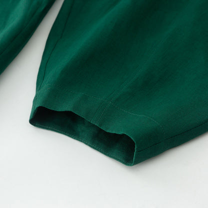Green loose fitting long linen pants for spring Handmade by xiaolizi family studio 4919