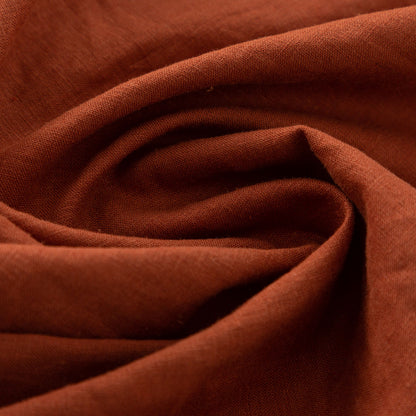 Rust Linen Shirt Top - Short Sleeve, Loose Fit 4916