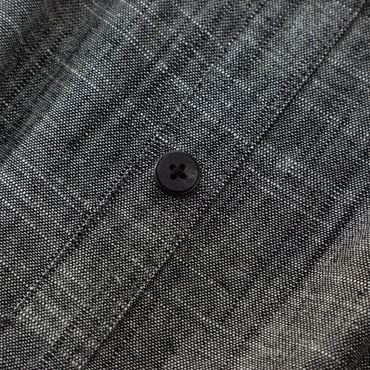 Gray Linen Cotton Midi Dress - Button-Up, Square Neckline 4933