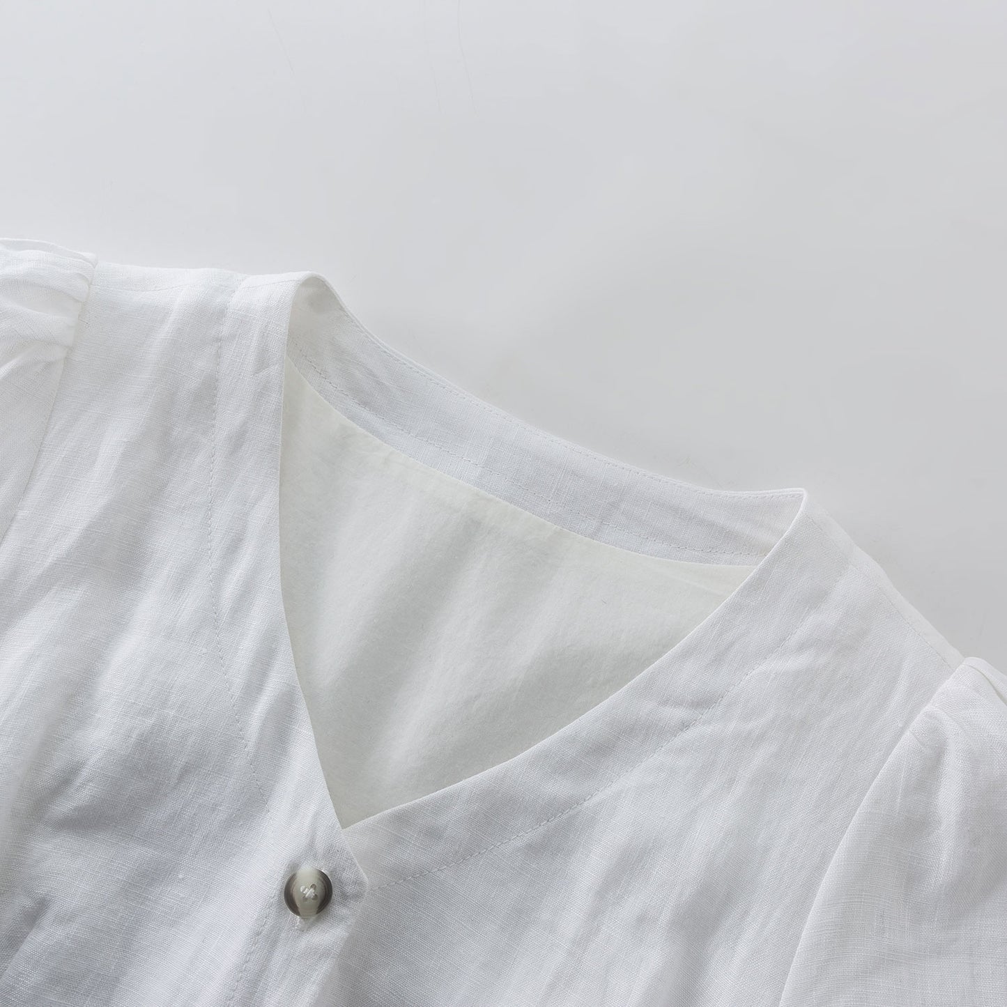 Button down white linen dress with pockets 4922