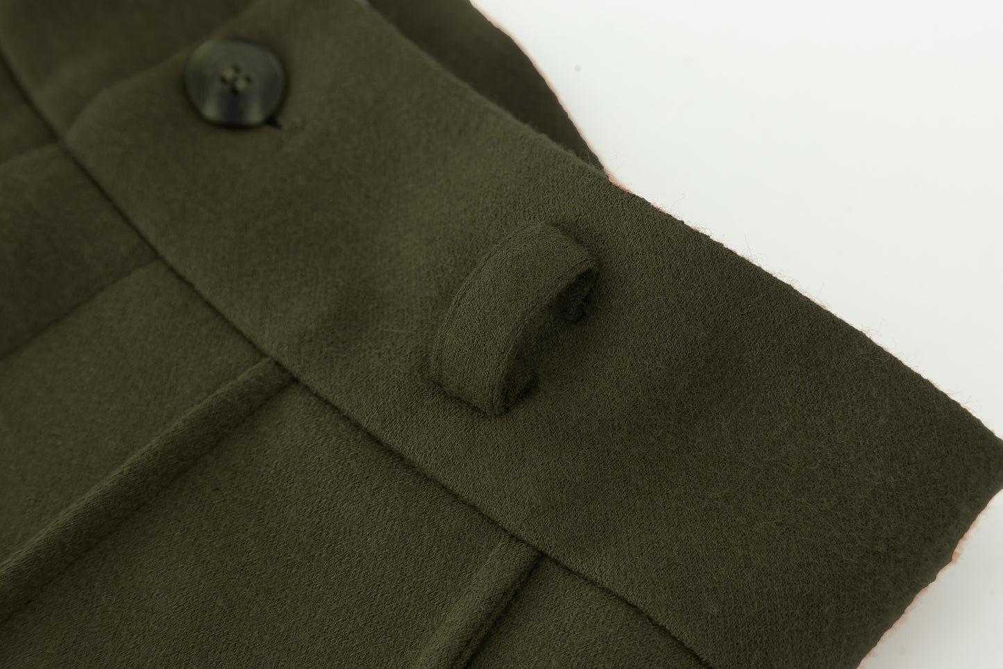Olive Green Wool Midi Skirt - Vintage High Waist Pleated A-Line 5384