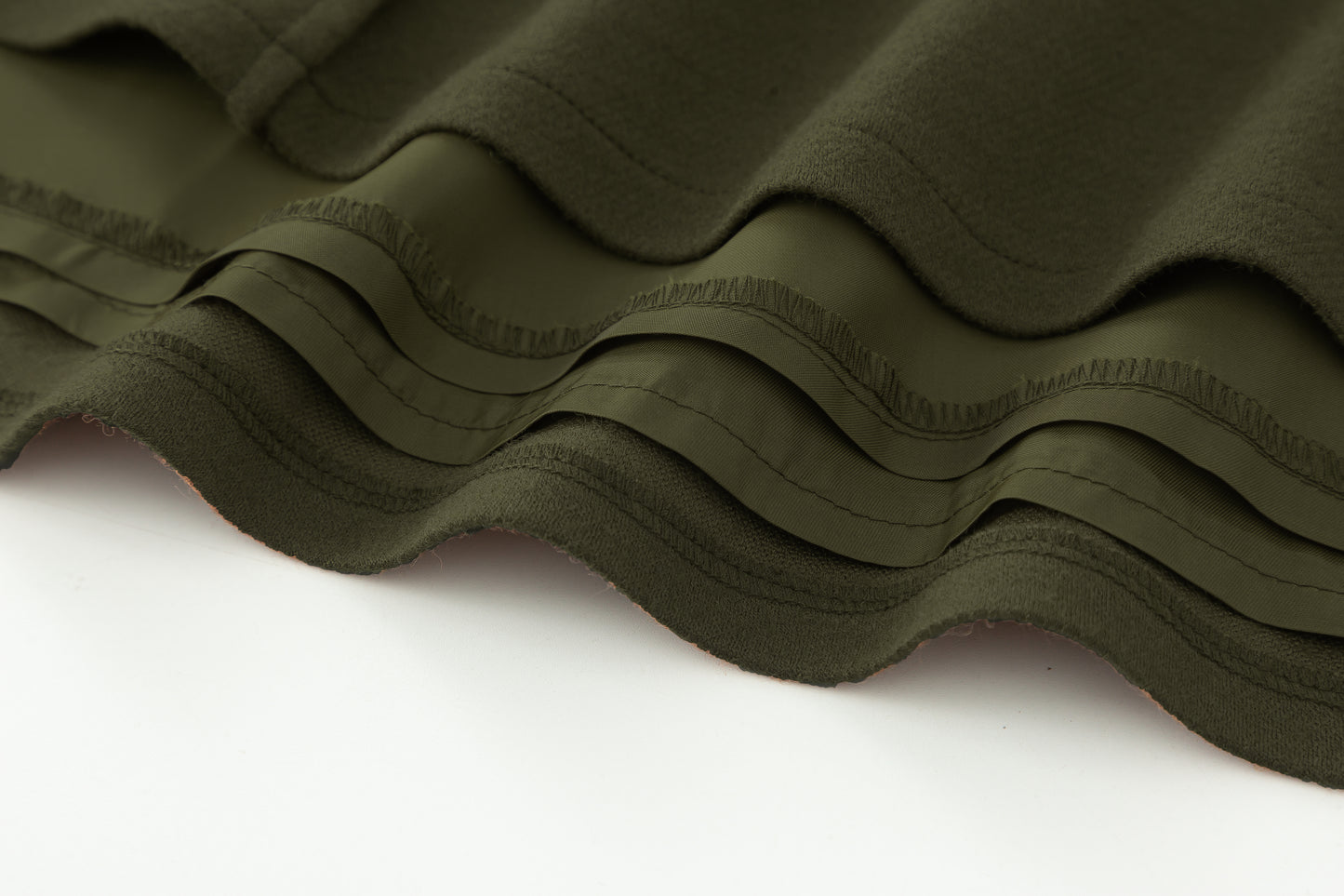 Olive Green Wool Midi Skirt - Vintage High Waist Pleated A-Line 5384