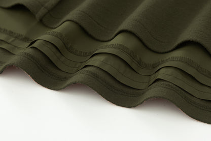 Olive Green Wool Midi Skirt - Vintage High Waist Pleated A-Line 5384