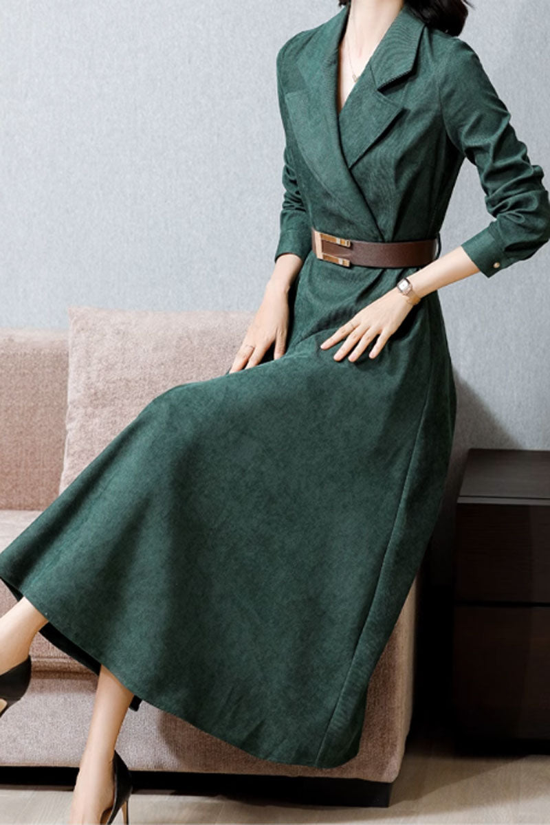 long sleeve green suede dress Sierra Fringe Suede Dress Green / M