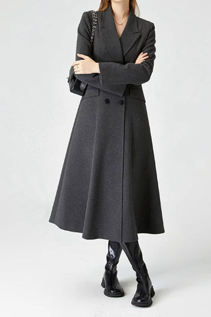 Long double breasted winter wool coat 4576