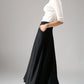 Black wool skirt maxi skirt women skirt 1088#