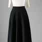 Black wool skirt maxi skirt women skirt 1088#