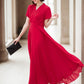 Red v neck prom summer swing chiffon dress 5174