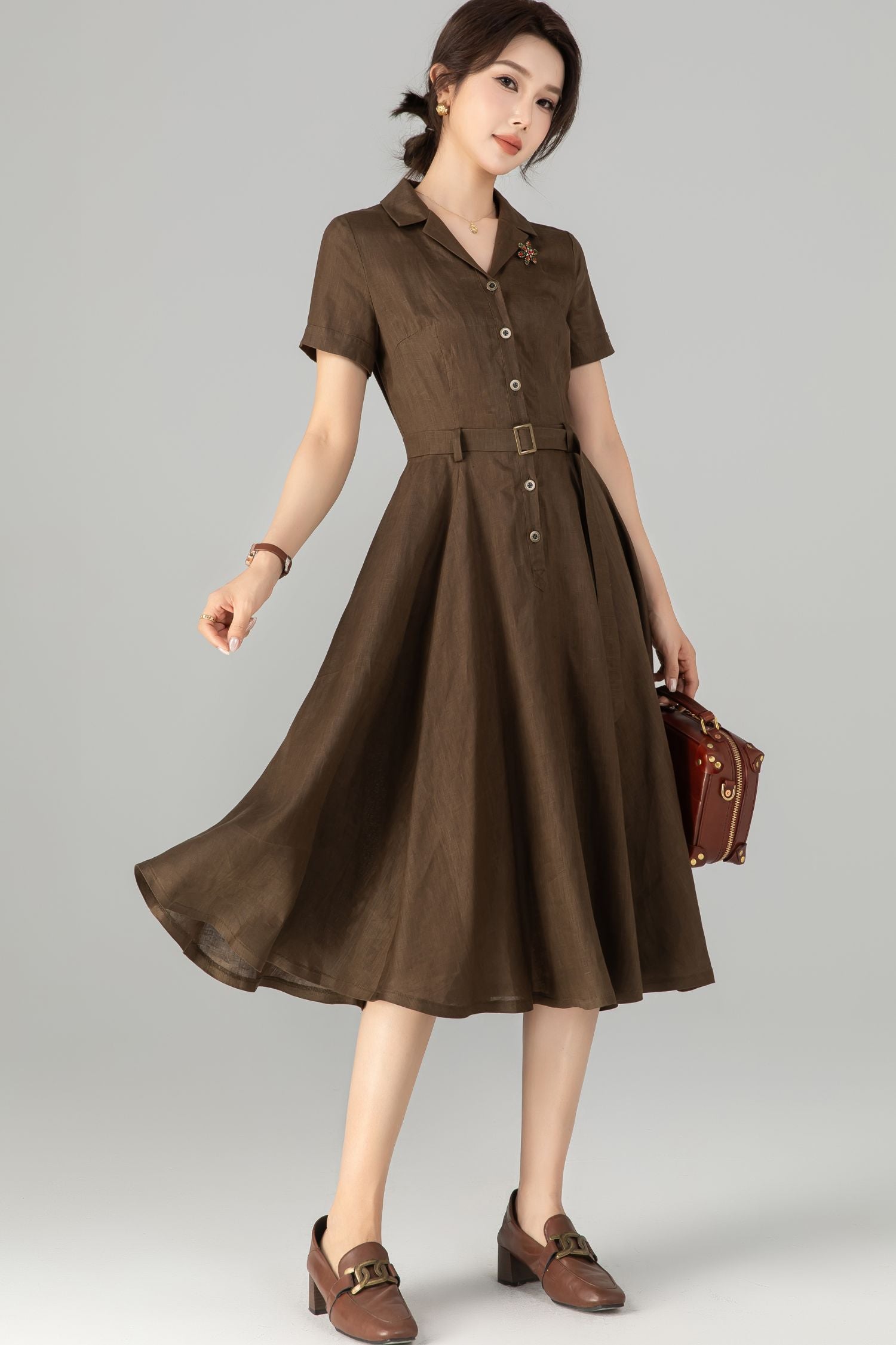 brown shirt dress for women Gustave Women's Rayon Sundress, Short Sleeve T-shirt Dress, Swing Tunic, Summer, Brown, S