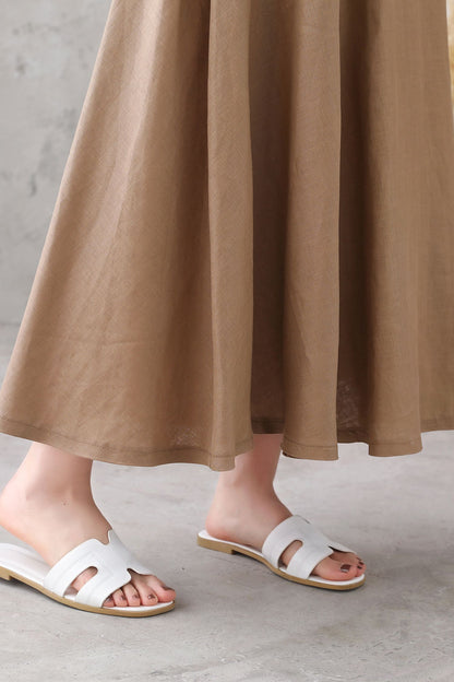 Handmade Women Linen A Line Long Skirt 3334