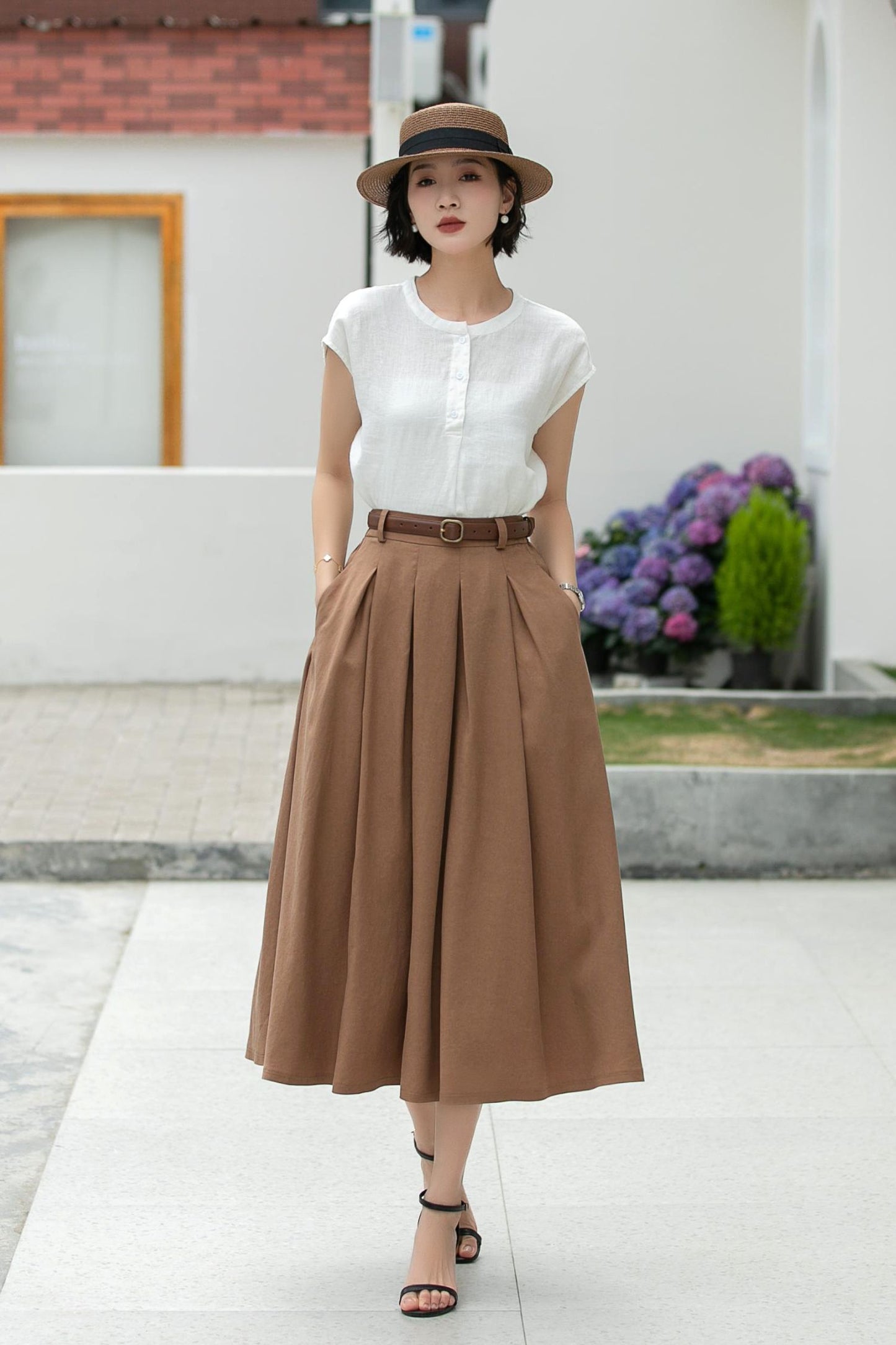Women linen summer skirt 5982