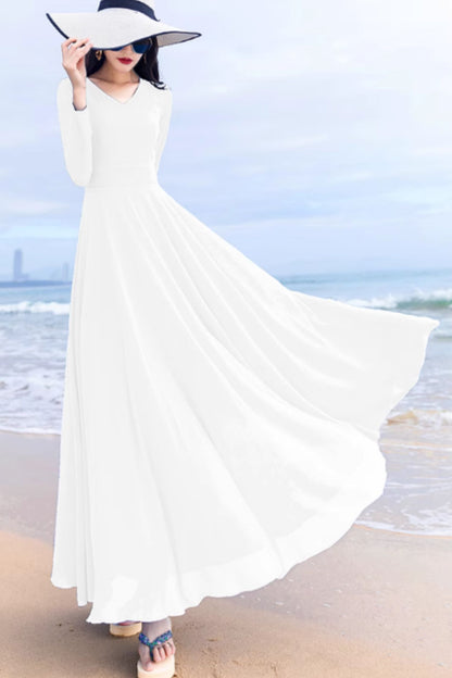 Swing a line summer maxi chiffon dress 5159