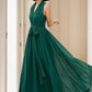 Green maxi halter chiffon party dress 5175