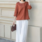 Orange loose fitting linen blouse 4902