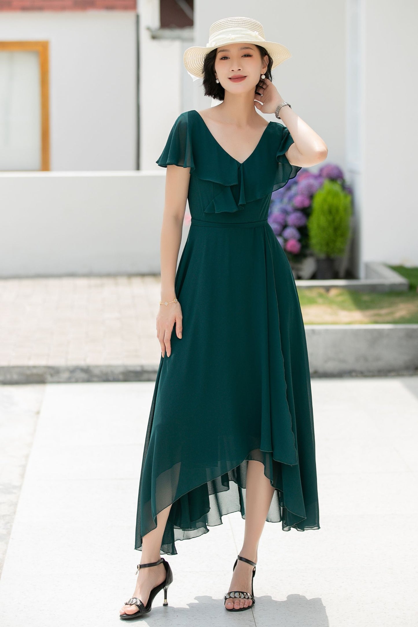 green swing summer chiffon dress 5990