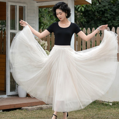 Xiaolizi Apricot Tulle Maxi Skirt – Vintage Full Circle 6698
