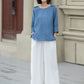 Blue summer linen top blouse 5221