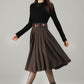 Vintage Wool Blend Circle Skirt – Handmade Knee Length Winter Skirt with Pockets | Xiaolizi 6499