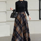 Xiaolizi Plaid Wool Maxi Skirt for Women – Handmade A-Line Winter Full-Length Skirt 6605