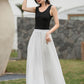 Boho Elastic Waist Pleated Maxi White Skirts 2718