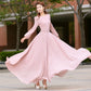 Long sleeve Bohemian Swing Pink Chiffon dress 2623