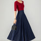 Women’s Navy Blue Button front Denim Midi Skirt 6143