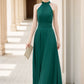 Dark green maxi halter summer party dress 5172