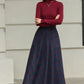 Handmade Charcoal Grey Plaid Wool Maxi Skirt – High Waist Winter Elegance | Xiaolizi 6426