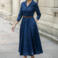 Navy shirt linen dress for women 5682