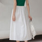 White a line elastic waist skirt with pockets L0605