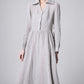 Gray Cotton-Linen Midi Shirt Dress 5511