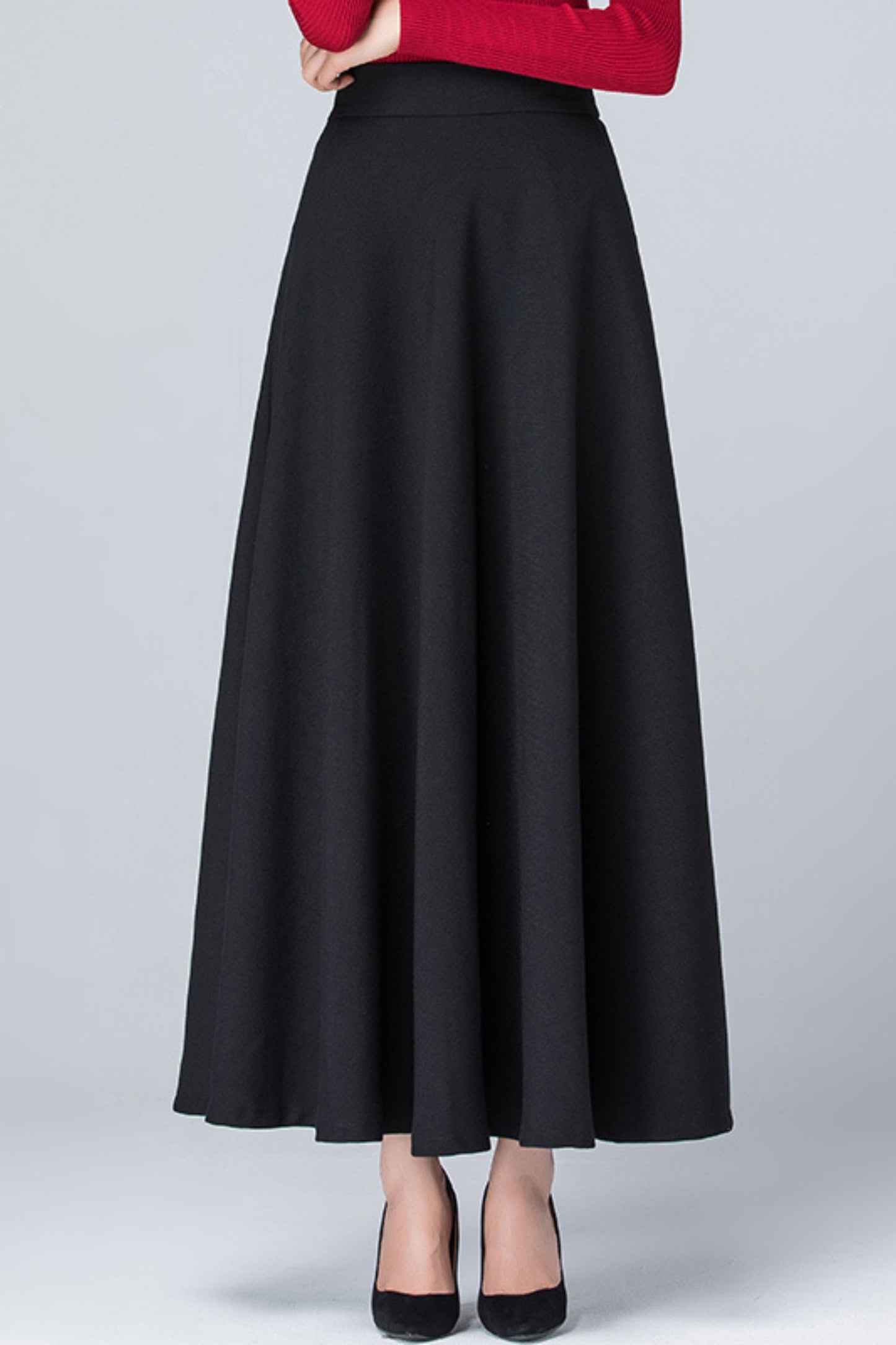 High waist long autumn skirt women 6197