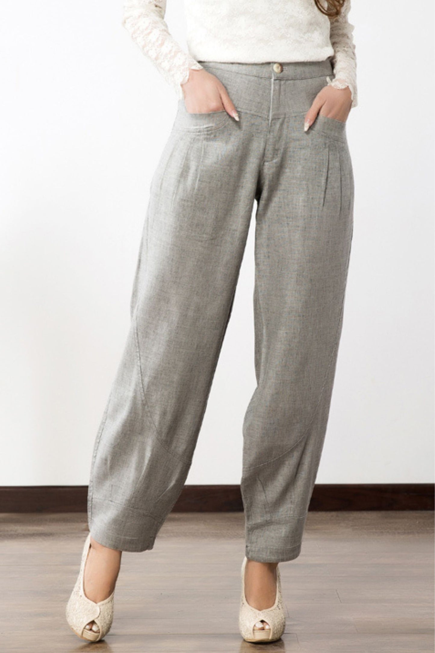 Loose fitting lantern linen pants 6231