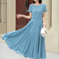 Blue swing midi summer prom chiffon dress 5147