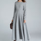 Gray Long sleeve Swing wool dress 1616