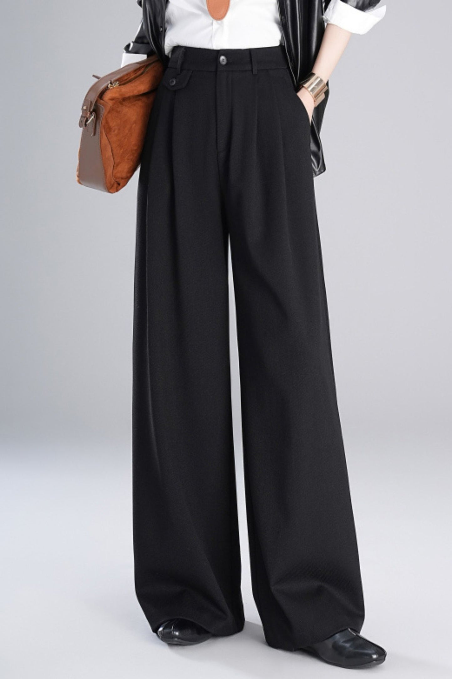 Wide leg autumn gray pants 6226
