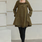 Handmade Wool Blend Tunic Coat – Vintage-Inspired Oversized Collar for Fall/Winter | Xiaolizi 6513